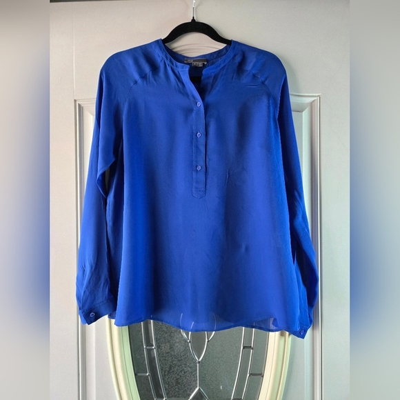 Vince 100% Silk Blouse Women’s Size Small Royal Blue Long Sleeve - Picture 1 of 6